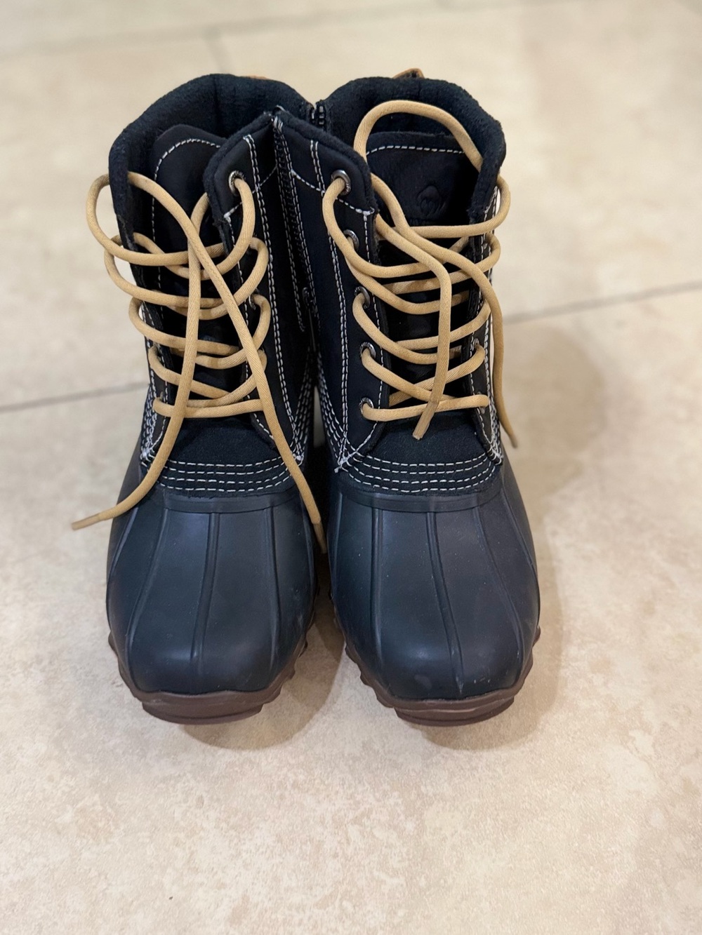 Wolverine Black Duck Boots with Tan Laces